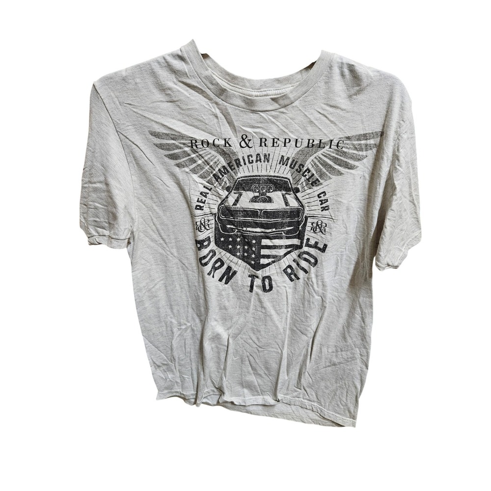 Rock & Republic Iconic Tee Real American Muscle Car‎ Graphic T-Shirt Large